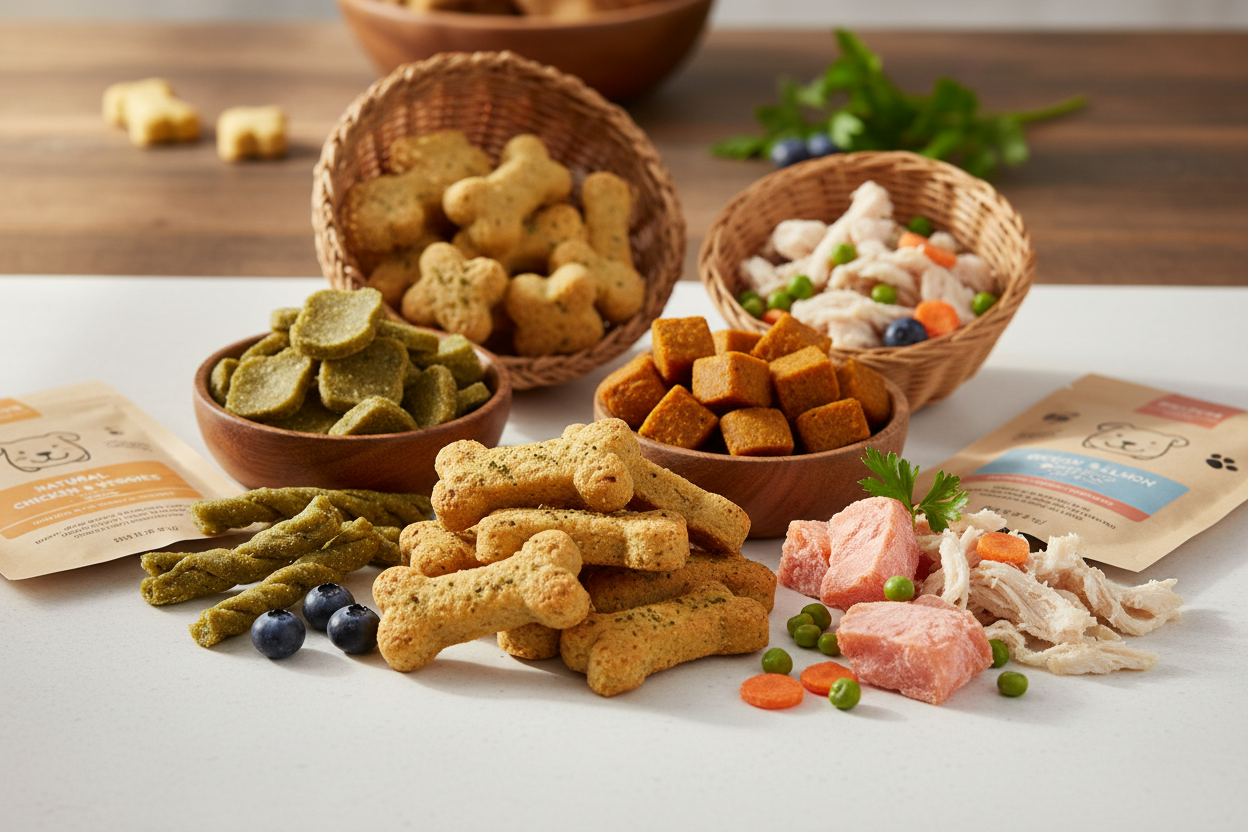 Healthy Treats Selection
Reward your pets with tasty, nutritious treats. Perfect for training, snacking, or just showing extra love, made with ingredients your pet will enjoy. (make it real photo)
